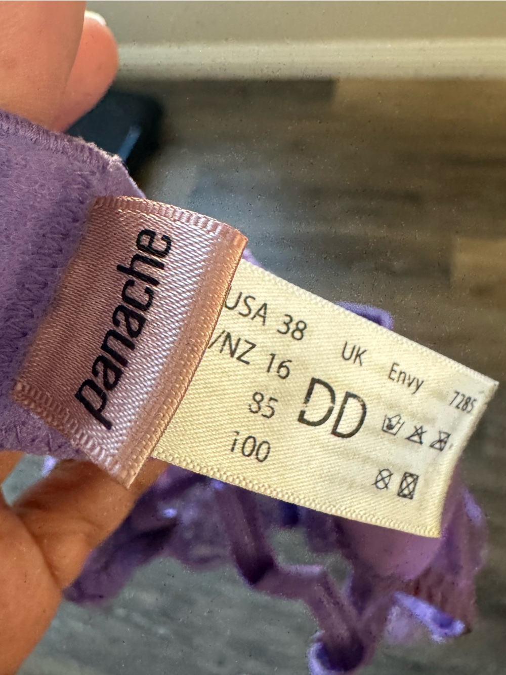 Panache Lavender Lace Underwire Bra - Light Purple Sz 38DD - Picture 4 of 4